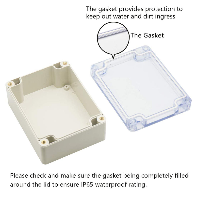 Zulkit Junction Box ABS Plastic Dustproof Waterproof IP65 Universal Electrical Boxes Project Enclosure Grey with Clear Cover 4.5 x 3.5 x 2.2 inch (115 x 90 x 55mm) 4.5"x3.5"x2.2"