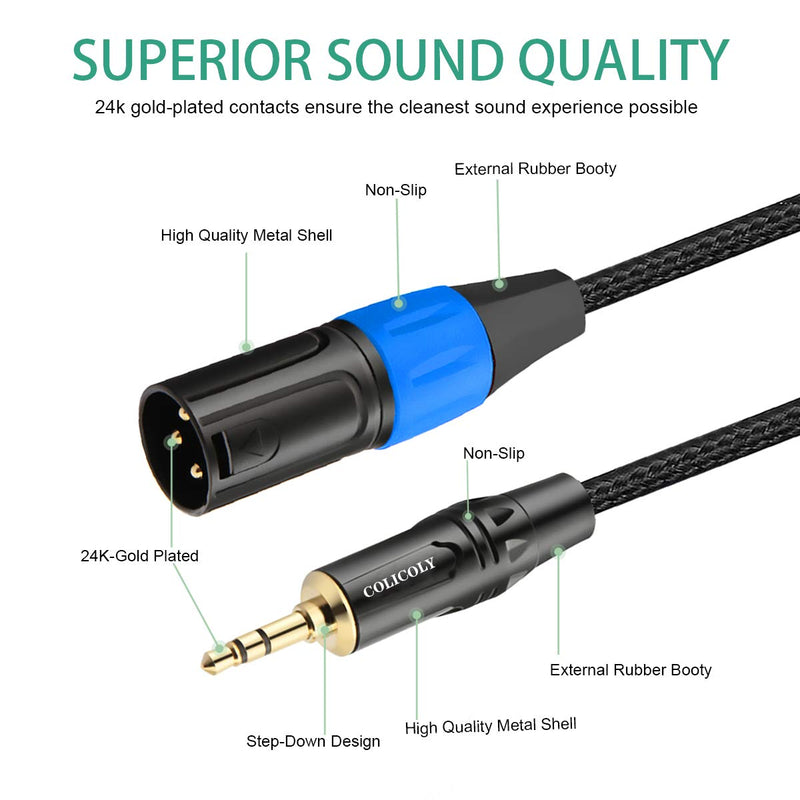 [AUSTRALIA] - COLICOLY 3.5mm to XLR Cable, Unbalanced 1/8 inch Mini Jack Stereo to XLR Male Cord Adapter - 6.6ft 