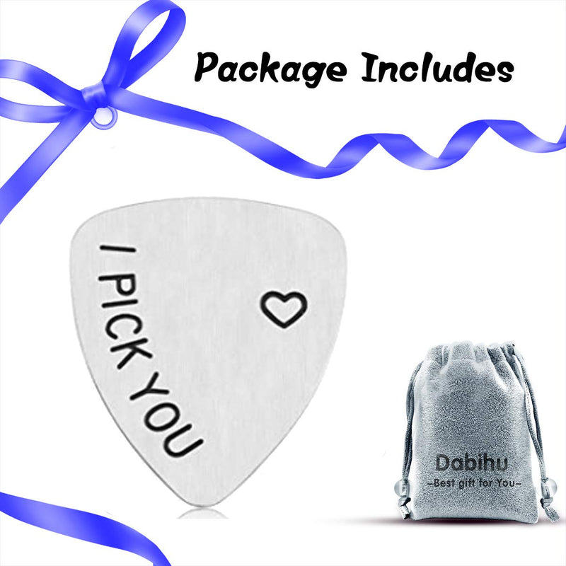 Anniversary Gifts for Him Men - Unique Birthday Gift for Musician Guitar Player Husband Boyfriend Fiancé Dad I Pick You Guitar Pick Music Jewelry Gift for Wedding Valentines Father's Day Christmas