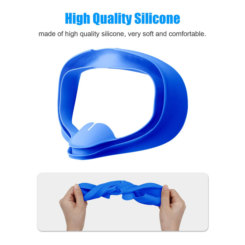AMVR VR Silicone Protective Facial Pad & VR Lens Cover for Oculus Quest 1 Headset Sweatproof Waterproof Anti-Dirty Replacement Face Pads Accessories ( Not Fit Quest 2 ) (Blue) Blue