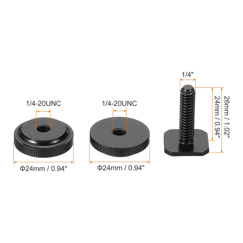 PATIKIL 1/4"-20 Camera Hot Shoe Mount, 2 Pack Flash Cold Shoe Mount Tripod Screw Adapter for DSLR Rig Black