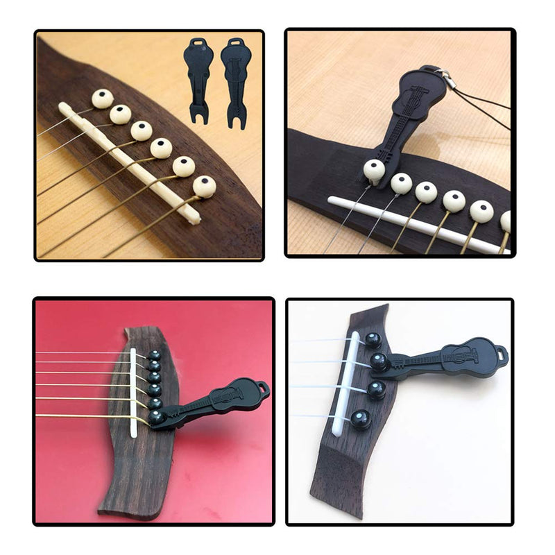 Plastic Acoustic Guitar Bridge Pins Pegs-6pcs with 1pc Bridge Pin Puller Remover Guitar Parts Replacement Tool-Black