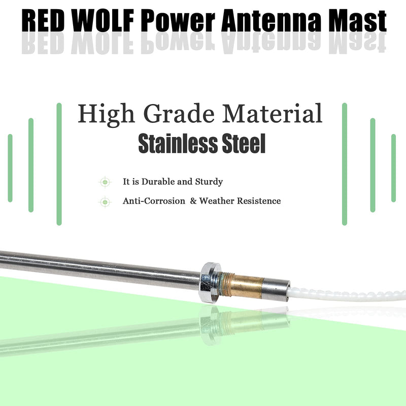 RED WOLF Power Antenna Mast Compatible with Mercedes Benz 1992-2002 C280/S320/500SL/S420/C220 Aftermarket Aerial Mast for AM/FM Radio Signal