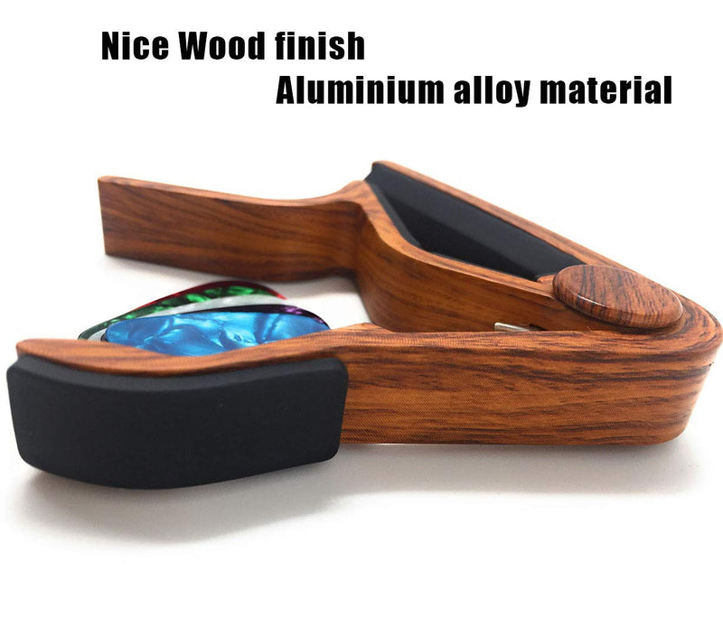 [AUSTRALIA] - WINGO Guitar Capo for Acoustic and Electric Guitars - Rosewood with 5 Picks Rosewood Color 