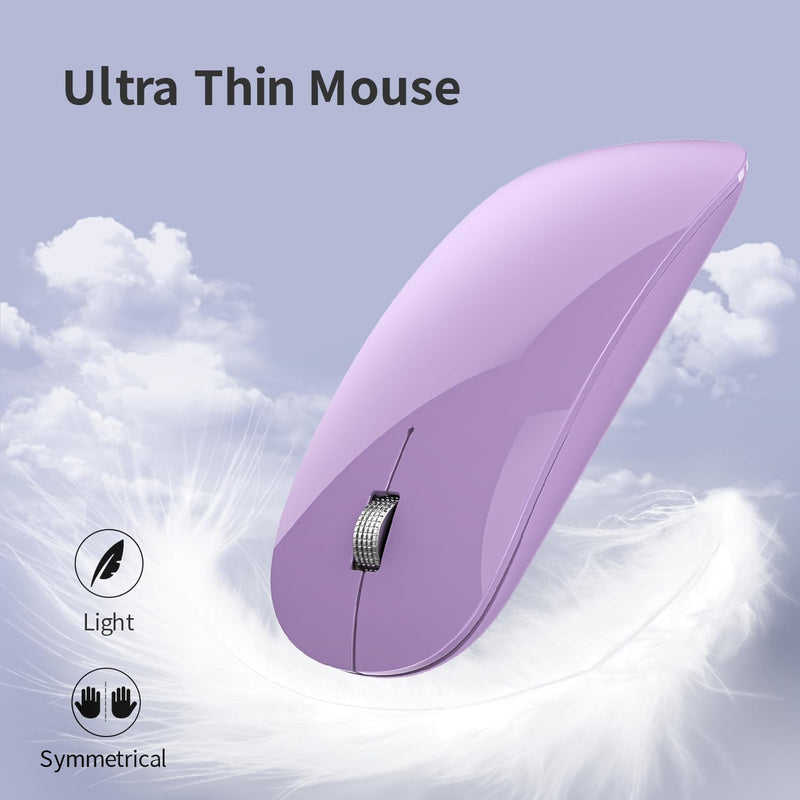 [AUSTRALIA] - Uiosmuph Wireless Mouse, USB C Rechargeable Computer Mouse, Slim Silent Mice 2.4GHz Optical with USB Nano Receiver and Type C Receiver for Laptop/Mac/PC Purple 