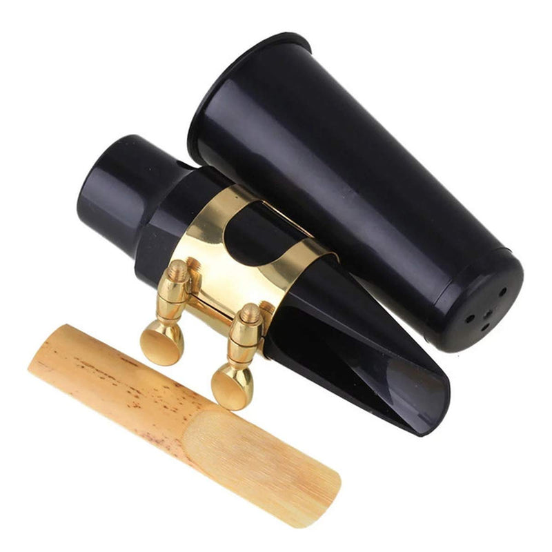 TraderPlus Alto Saxophone Mouthpiece Kit with Ligature, Reed and Cap (Gold) Gold