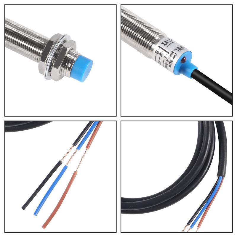 3Pcs LJ12A3-4-Z/AX M12 Inductive Proximity Switch Sensor Detection NPN NC DC 10-30V Non-Shield Type LJ12A3-4-Z/AX 4mm Normally Close Detecting Distance Proximity Switch 10-30V 200mA 3 Wire