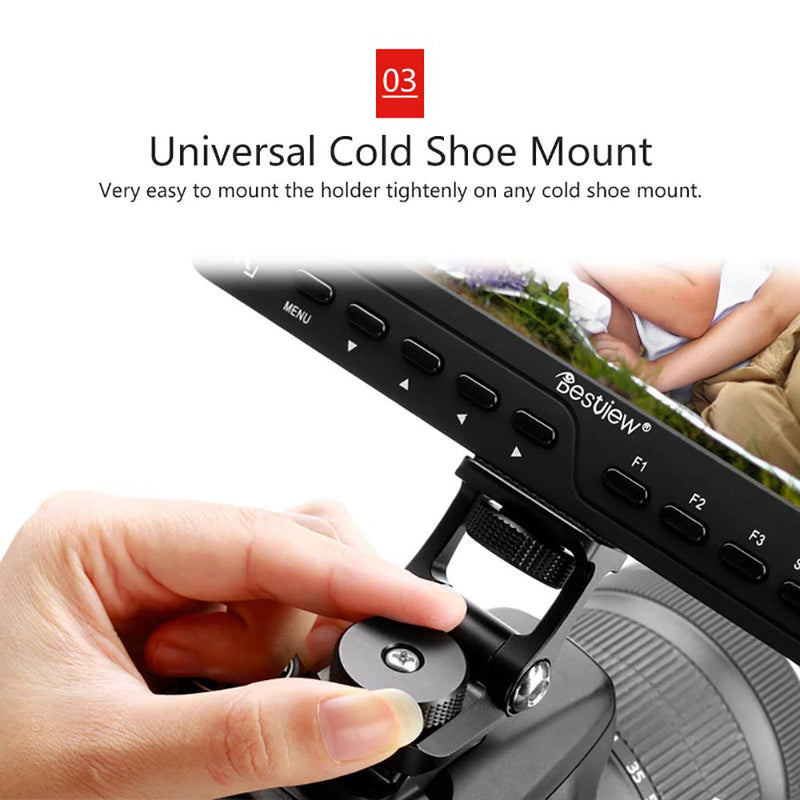 UURig R007 Camera Monitor Mounting Bracket Adjustable Angle 1/4" Thread Ballhead DSLR Cold Shoe Adapter Attach External Microphone Light Flash Accessories Magic Arm Mini Holder Mount Portable R007 Monitor Mount