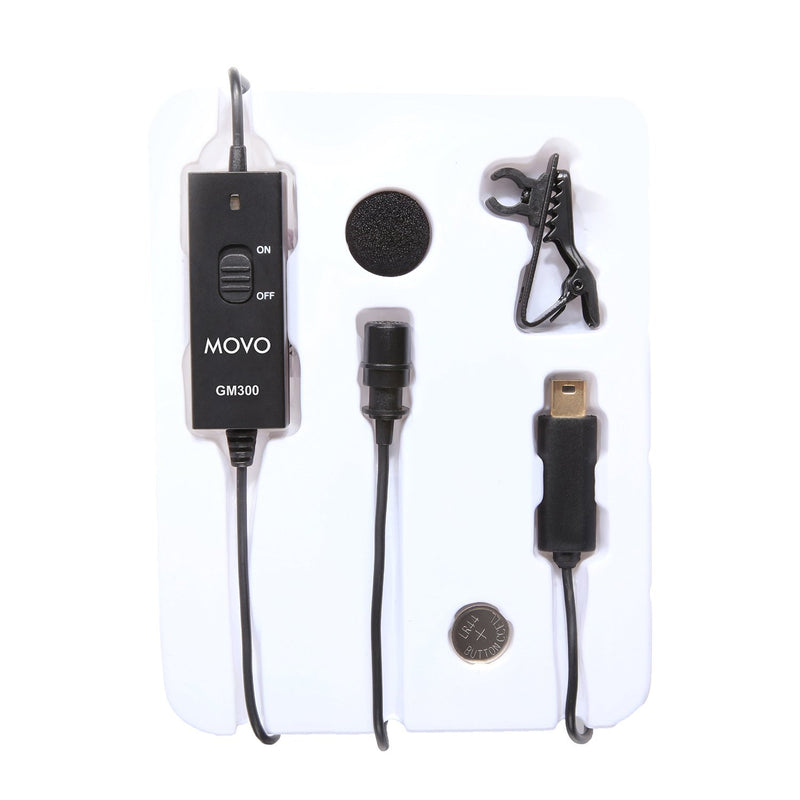 [AUSTRALIA] - Movo GM300 Battery Powered Lavalier Lapel Clip-on Omnidirectional Condenser Microphone for GoPro HERO3, HERO3+ and HERO4 Black, White and Silver Editions (9-Foot Cord) 