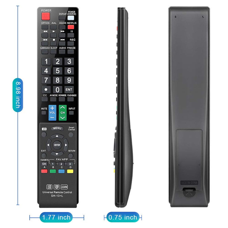 Gvirtue Universal Remote Control Compatible Replacement for Sharp AQUOS Smart TV/ HDTV/ 3D/ LCD/ LED, GB004WJSA GA935WJSA GB004WJSA GJ221-C GB118WJSA