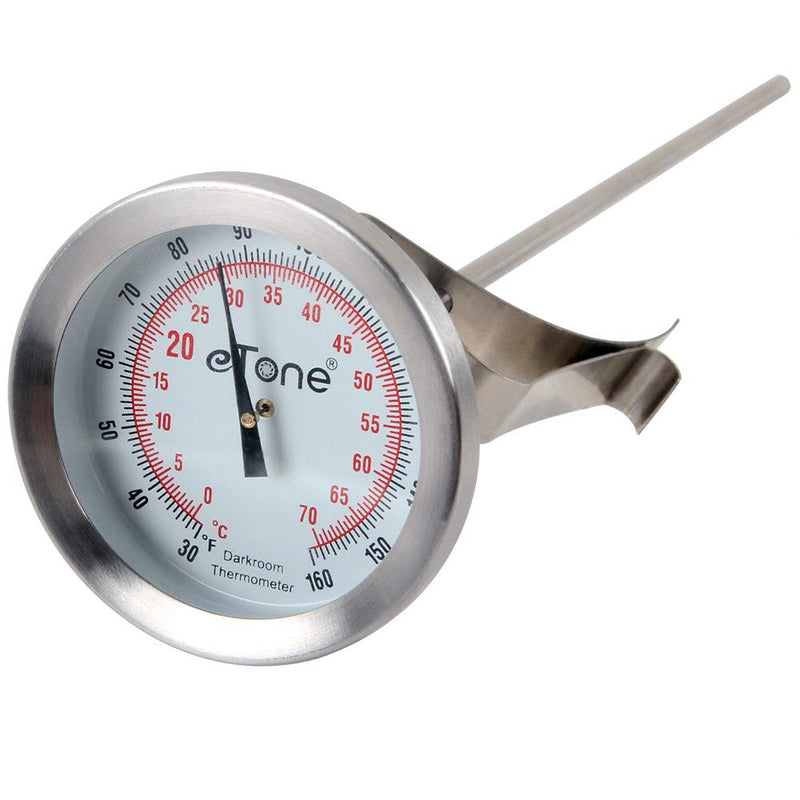 Darkroom Dial Thermometer Stainless Steel with Wall Clip Battery-Free Film Processing Equipment (Metal)