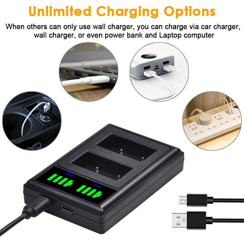 PowerTrust 3-Pack NB-2L NB-2LH Battery and NB2L Dual USB Charger for Canon DC301, DC310, DC320, DC330, DC410, DC420, Elura 40, 50, 60, 65, 70, 80, 85, 90, EOS 350D, 400D, Digital Rebel XT, XTi Camera