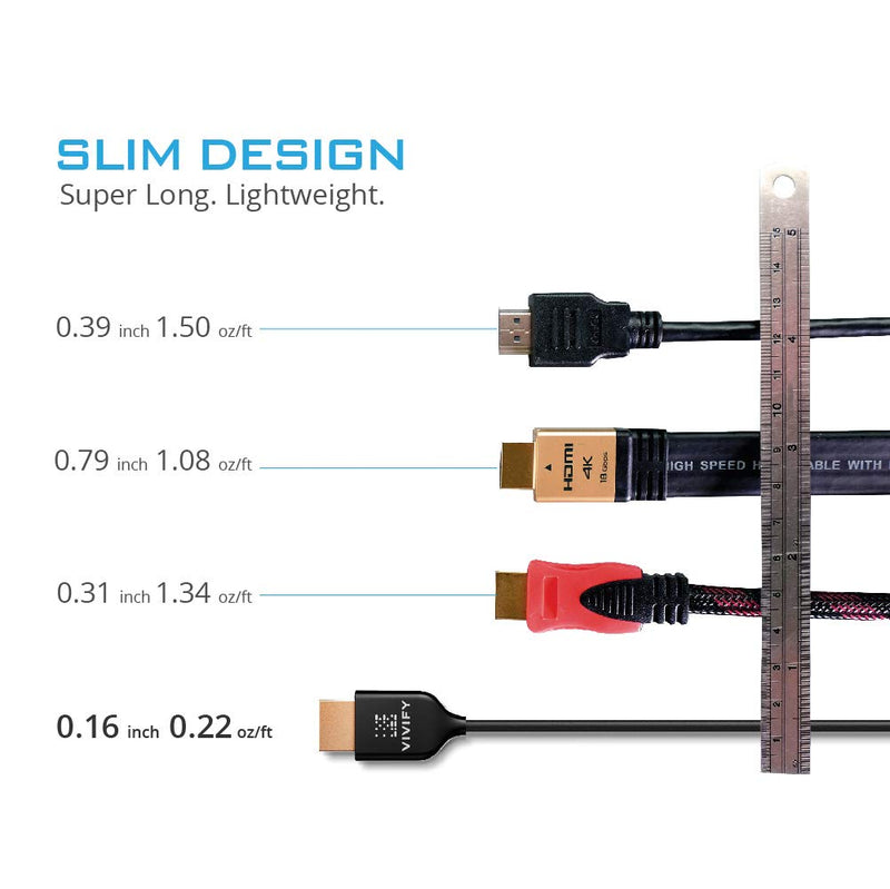 VIVIFY Fiber Optic HDMI Cable 25 ft, 4K 60Hz HDMI 2.0, UL1, VW1, Xenos W30 2020 Gaming Cable