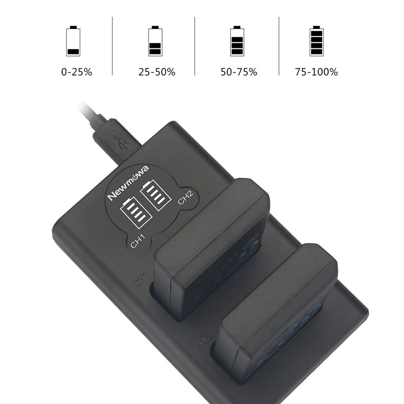 Newmowa EN-EL14 EN-EL14A Replacement Battery (2-Pack) and Smart Dual Charger LCD Display for Nikon EN-EL14 EN-EL14a and Nikon P7000 P7100 P7700 P7800 D3100 D3200 D3300 D3500 D5100 D5200 D5300 D5500