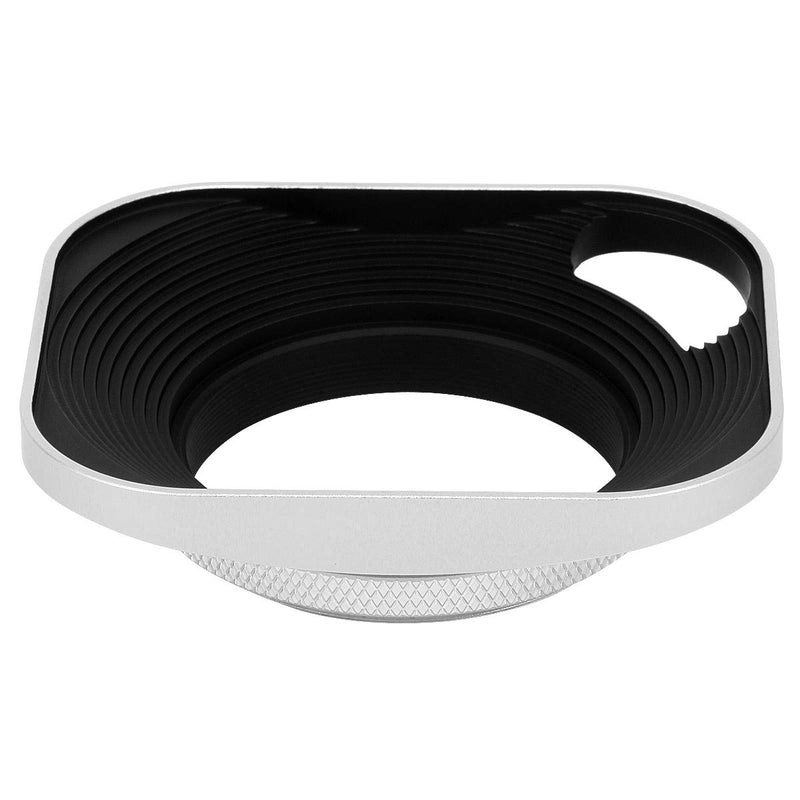 Haoge LH-S43P 43mm Square Metal Screw-in Lens Hood Hollow Out Designed with Cap for Leica Rangefinder Camera with 43mm E43 Filter Thread Lens Silver