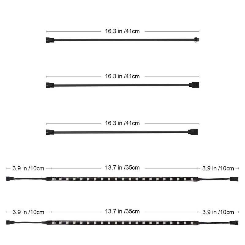 [AUSTRALIA] - J&D RGB PC LED Light Strips, 2 Pack Adhesive Magnetic RGB LED Light Strip Plus Extension with 5V 3pin RGB Header for Motherboard and PC Case, 13.8 inches 2-pack (5v, 3pin) 