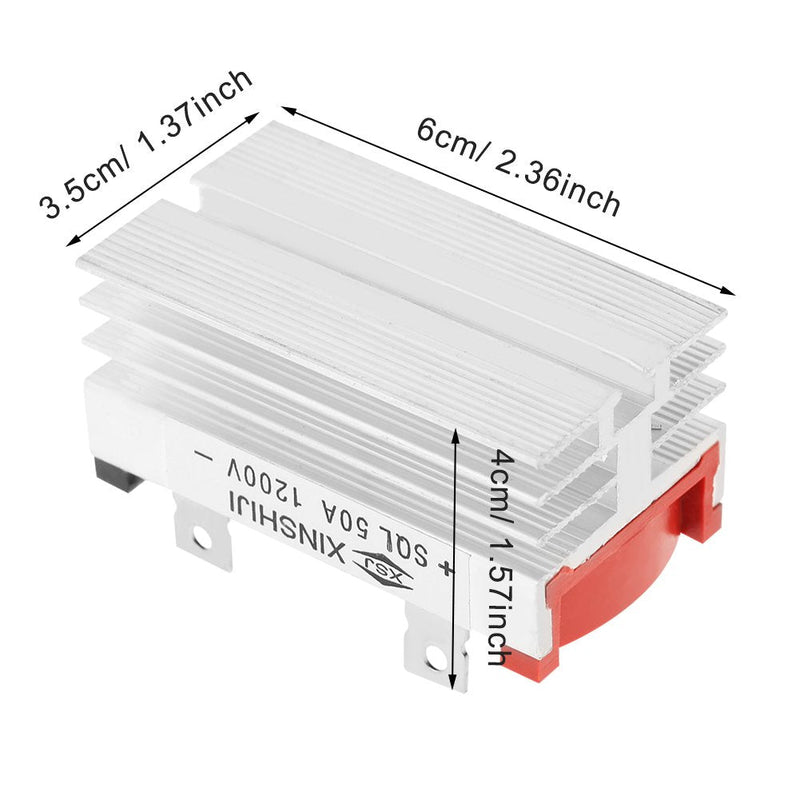 Bridge Rectifier,2pcs Bridge Rectifier 3 Phase Diode 50 Amp 1200V Aluminum Bridge Rectifier Diode