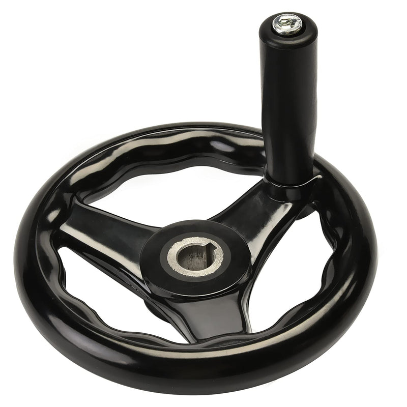 Othmro 1Pcs Round Three Hand Wheel 0.63in Center Hole Diameter 6.3in Handwheel Diameter Black Bakelite 3 Spoked Lathe Handwheel Hand Wheel with Revolving Handle for Milling Machine Lathes Grinders