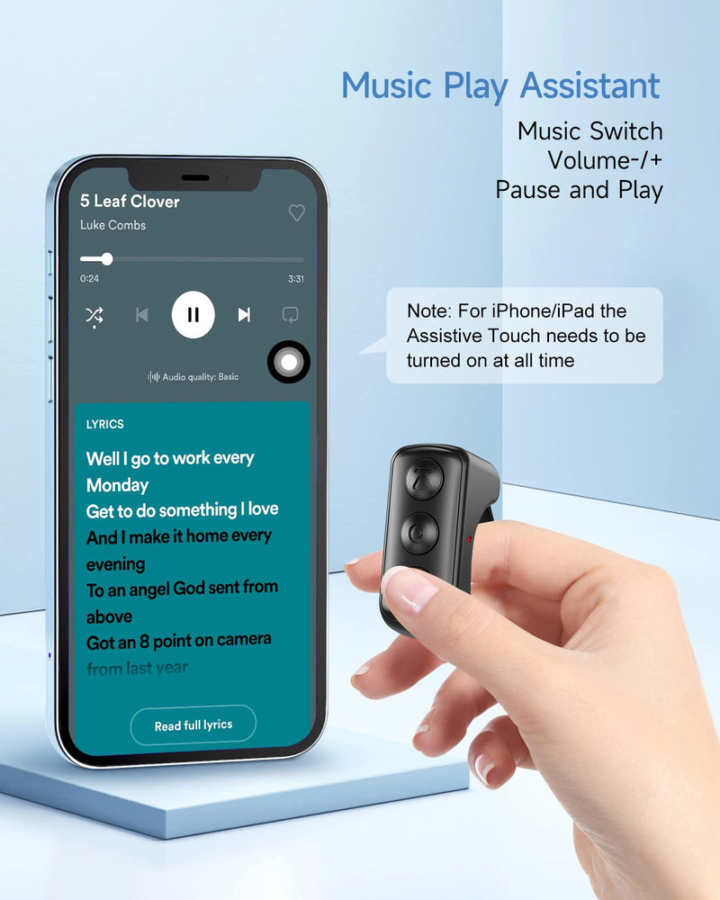 Tiktok Remote Control Ring Finger Scroller Remote Tiktok Bluetooth Scrolling Ring Page Turner,Compatible with iPhone,ipad,Android (Black) Black