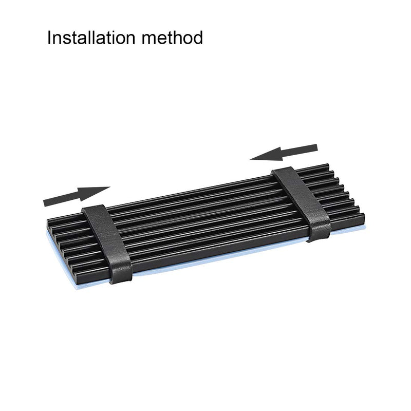 uxcell Aluminum Heatsink Kit 70x22x3mm Black with Silicone Thermal Pads for M.2, for 2280 SSD