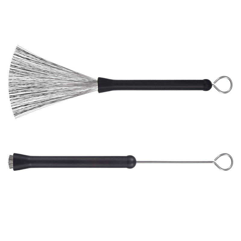 Pangda 1 Pair Drum Brushes Retractable Wire Brushes Drums Drum Sticks Brush with Comfortable Rubber Handles