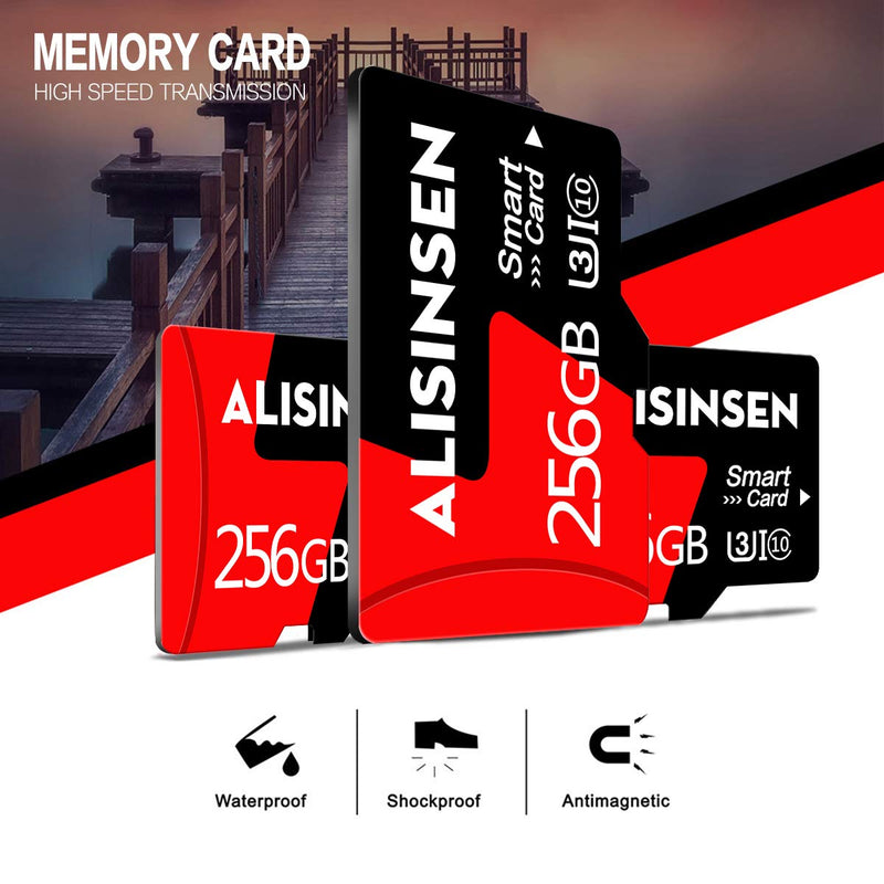 Micro SD Card 256GB Micro Memory SD Card High Speed TF Card Class 10 with A SD Card Adapter for Cellphone Surveillance Camera Tachograph/Bluetooth Speaker/Tablet Computers