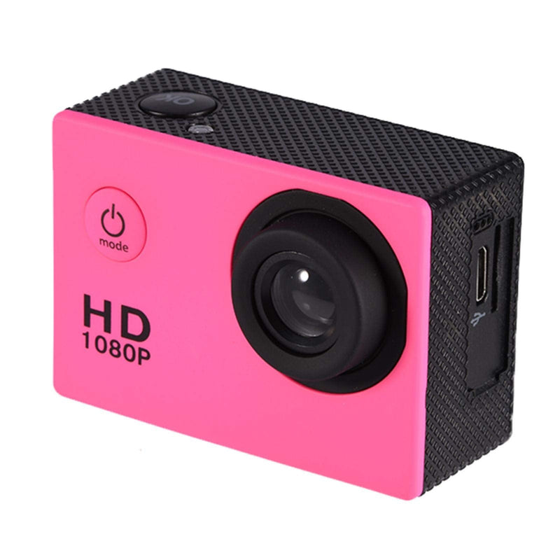Sports Action Camera, 30M Underwater Waterproof DV Camcorder, 90 Degree Angle HD DV Camcorder with Mounting Accessories Kit(Pink) pink