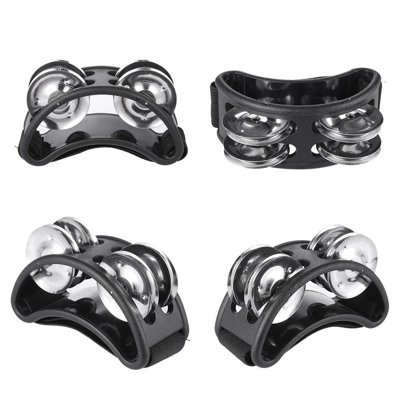 Btuty 1pcs Foot Tambourine Percussion Musical Instrument with 2 Sets Metal Jingle Bell