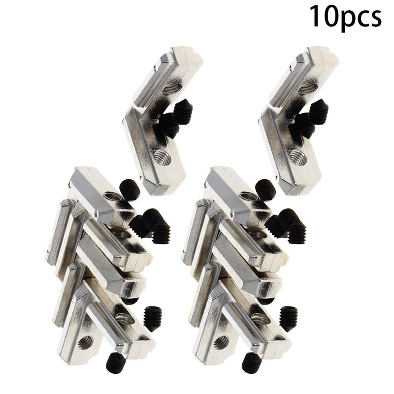[AUSTRALIA] - Aicosineg 10pcs Zinc Alloy Interior Joint Bracket 90 Degree T Slot L-Shape Corner Bracket Suitable for 3030 Series 8mm T Slot Aluminum Extrusion Profile with Screws Silver Tone 
