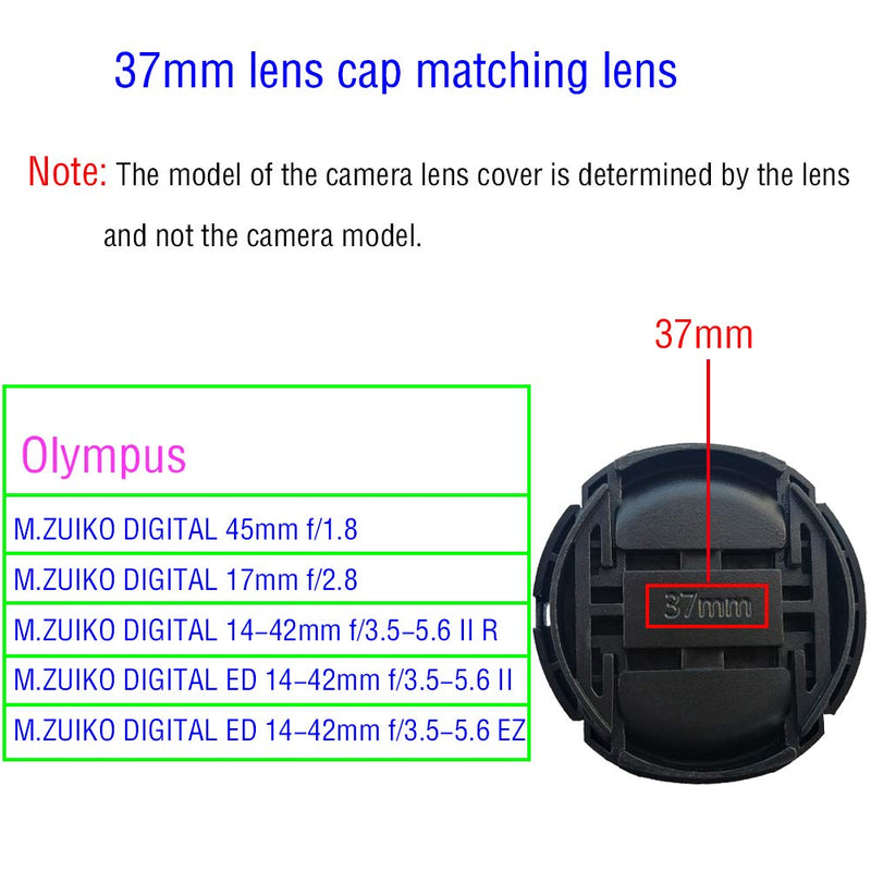 37mm Lens Cap Compatible with Olympus M.Zuiko Digital ED 45mm f/1.8 Olympus 14-42mm II Panasonic LUMIX G 42.5mm f/1.7 ASPH Power OIS Lumix G 12-32mm f/3.5-5.6 Lens [3 Pack]