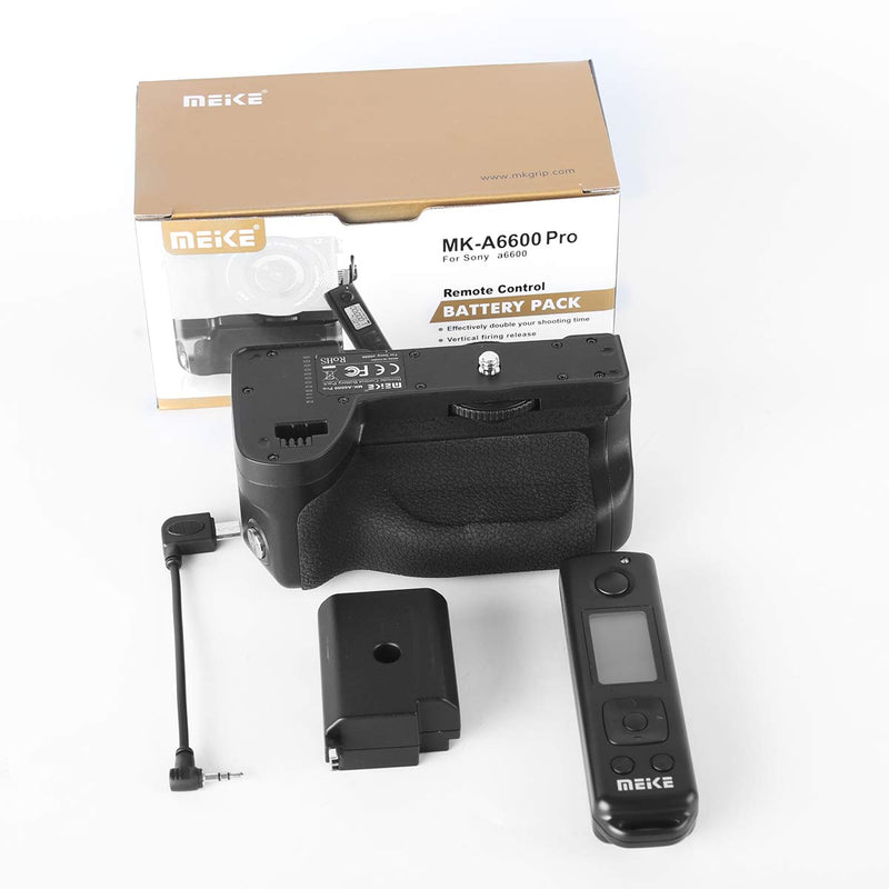 Meike MK-A6600 Pro Battery Grip Built-in Remote Controller Up to 100M to Control Shooting Vertical-Shooting Function for Sony A6600 Camera with Remote Control