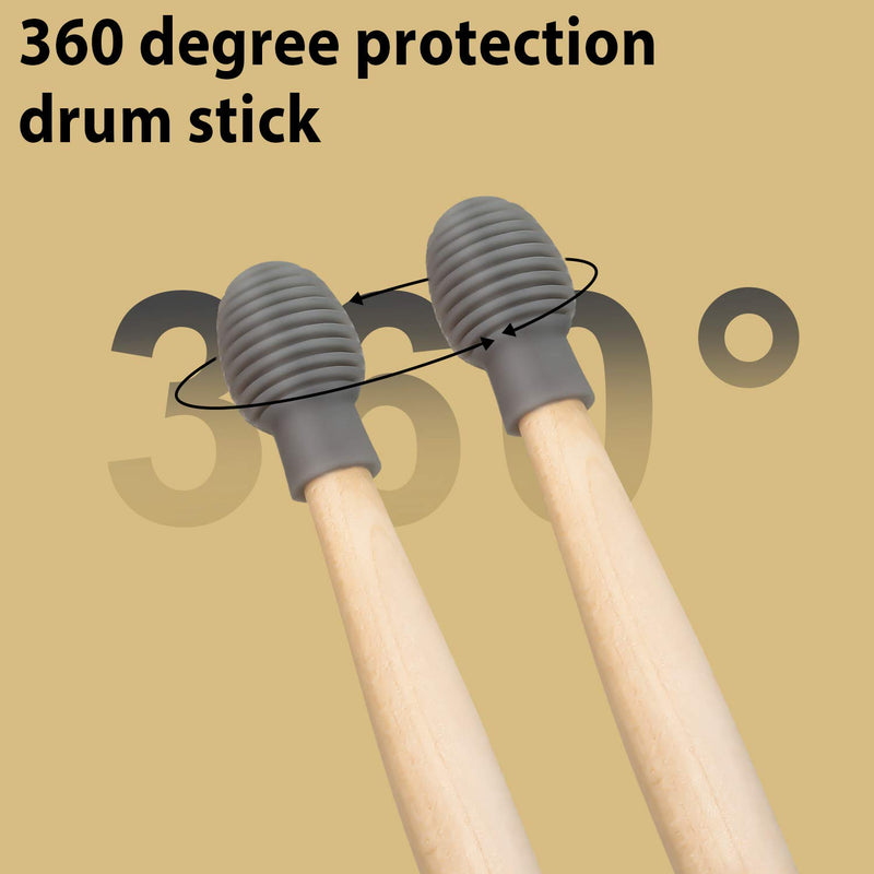 8 Pieces Drum Mute Drumstick Silent Tip Drum Dampener Accessory Rubber Practice Percussion Tips Mute Replacement Drum Practice Tips (Black and Grey)