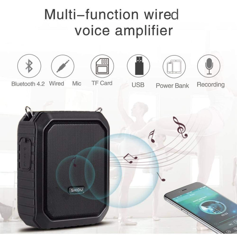 [AUSTRALIA] - SHIDU Voice Amplifier Speaker with Portable Microphone Headset, 18W Wired Mic and Speaker Mini Amp Waterproof Personal Voice Saver Rechargeable Bluetooth Loudspeaker for Teachers, Classroom, Elderly 