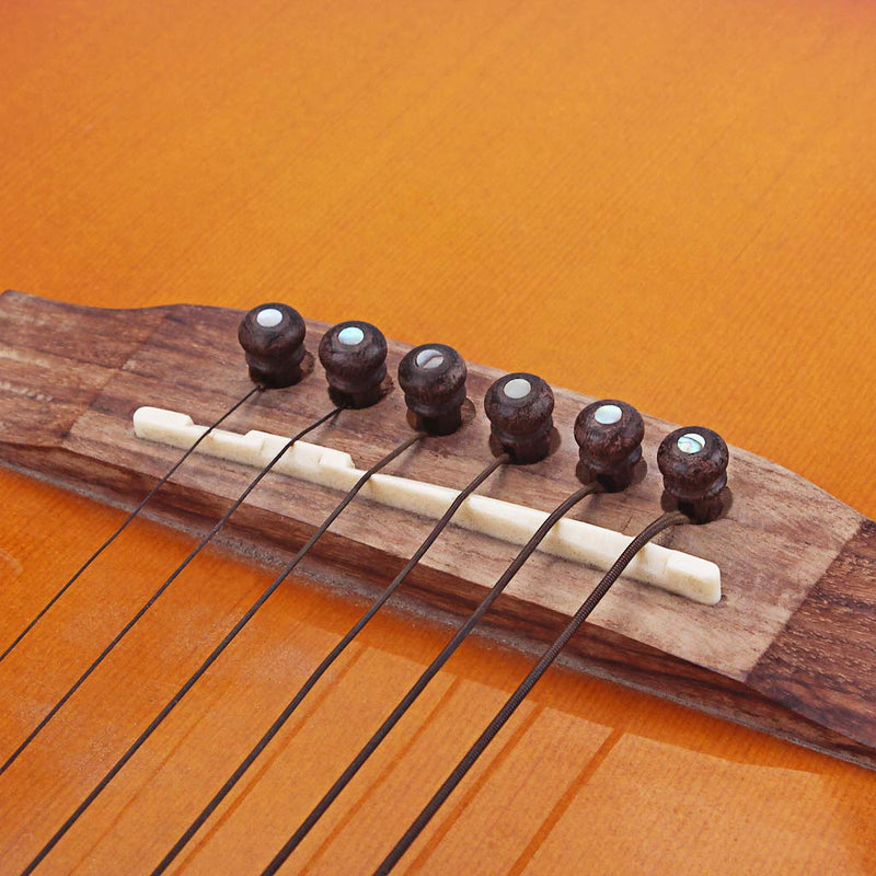[AUSTRALIA] - Alnicov Guitar Bridge Pins 6pcs Rosewood Pins with 2.0mm Pearl Shell Dot Guitar Pressure String Nails Pin Replacement and Accessories Guitar Parts Pack of 6 Pieces 
