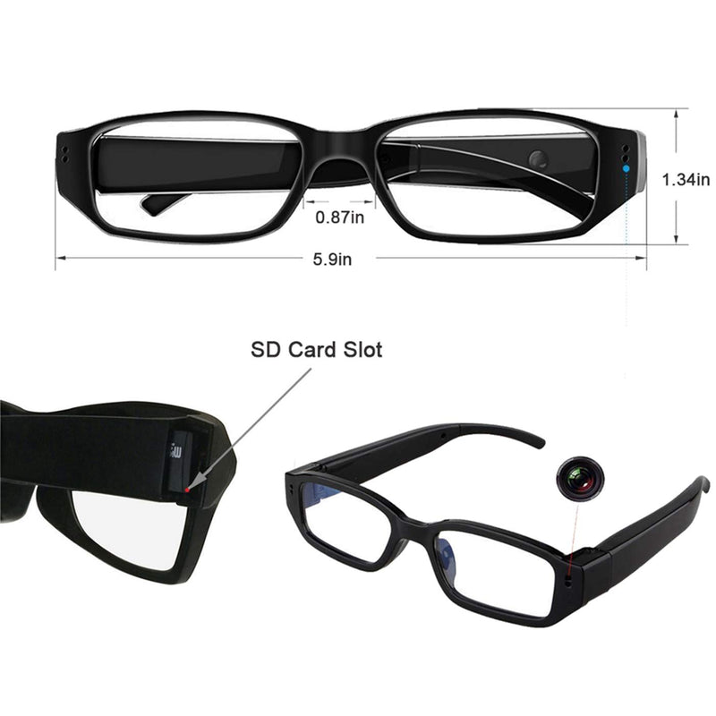 Hidden Camera Eyeglasses HD 1080P Portable Spy Camera Support Up to 32G TF Card Fashion Action Video Recorder