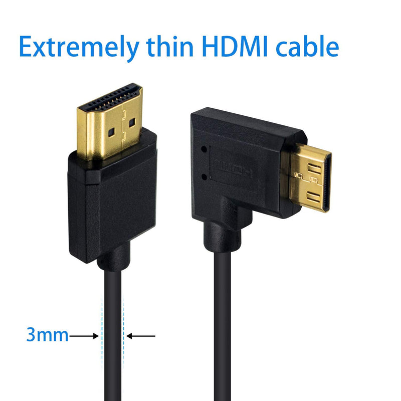 Duttek Mini HDMI to Standard HDMI Cable, HDMI to Mini HDMI Cable, Ultra-Thin Left Angled 90 Degree Mini HDMI Male to HDMI Male Cable Support 4K Ultra HD, 1080p, 3D(HDMI 2.0) (15cm/6 inch) Left Angled 15cm