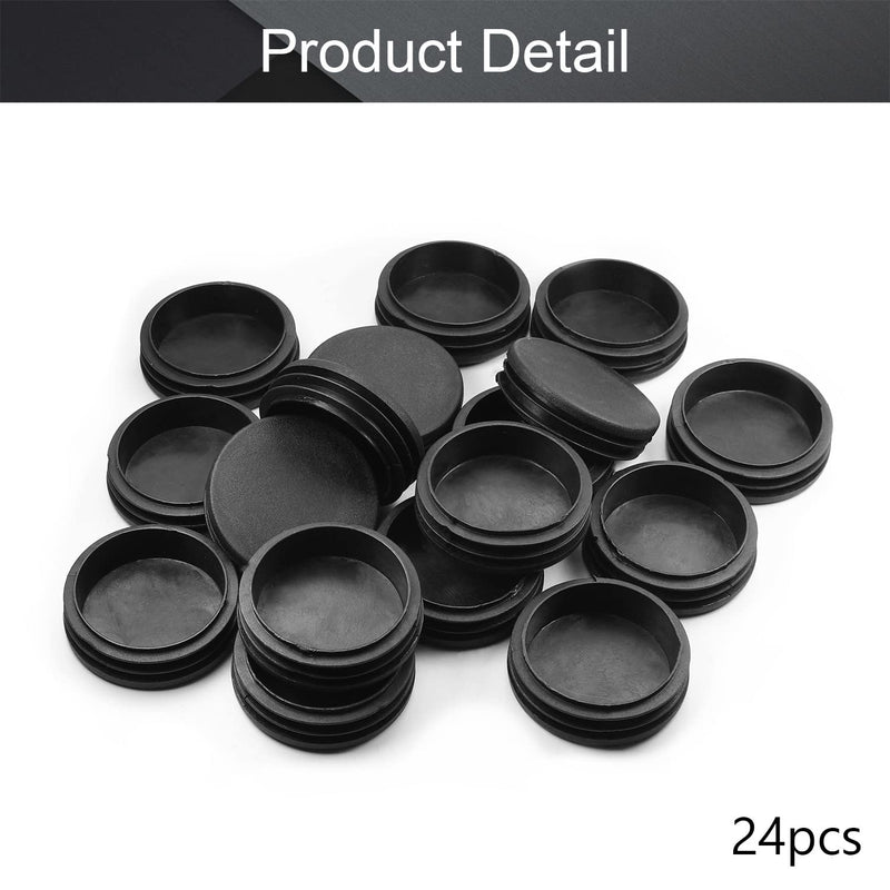 MroMax 24PCS 60mm/2.36" Dia Plastic Tubing Plug Round Post End Caps for Handrail Stair Newel Guardrail Tube Black Dia 60mm