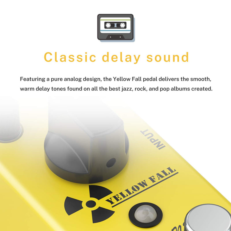 Donner Yellow Fall Delay Pedal, Delay Guitar Effects Pedals Mini Pedal Compact Size Pedal True Bypass