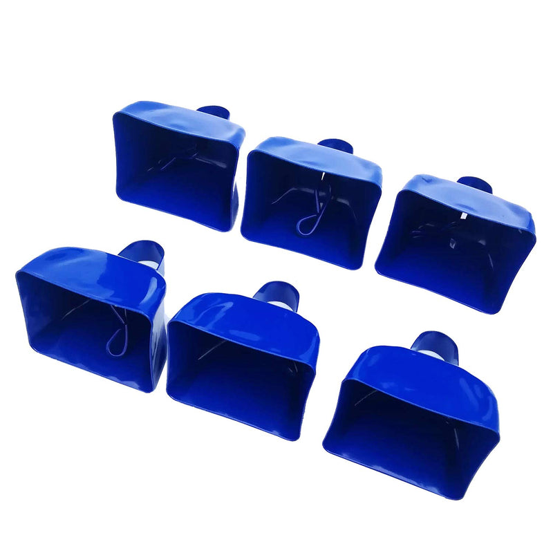 Blue Designed Cowbells School Cowbell, Pack of 6-3 Inches, Loud Metal Noise Makers Toys with Handles, Novelty Games and Gag Toys, Sporting Events, New Year’s Eve, for Kids and Adults