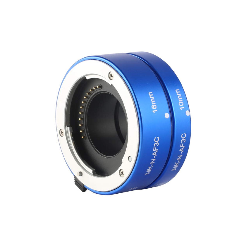 MEKE MK-N-AF3C-BLUE All Metal Auto Focus Macro Metal Extension Tube Adapter for Nikon N1-Mount Mirrorless Cameras J1 J2 J3 V1 V2 MK-N-AF3C-BULE