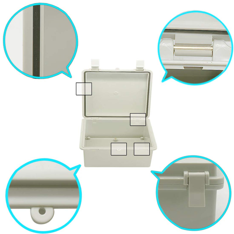 Zulkit Junction Box ABS Plastic Dustproof Waterproof IP65 Electrical Boxes Hinged Shell Outdoor Universal Project Enclosure 5.9 x 3.9 x 2.8 inch (150x100x70mm) 5.9" x 3.9" x 2.8"