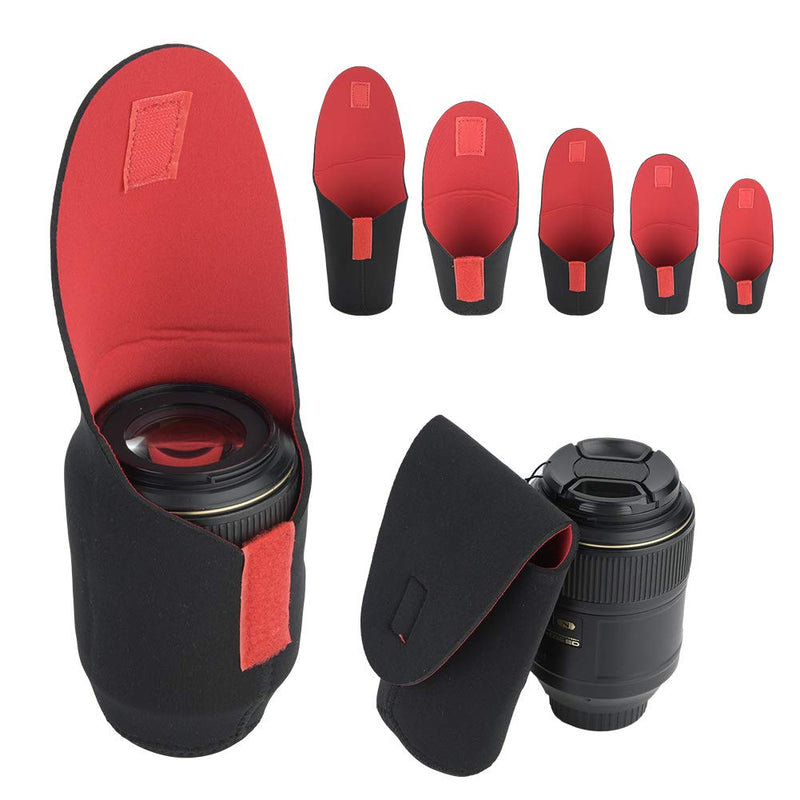 Fydun Lens Pouch Bag Lens Case Cover Sleeve 5pcs Camera Lens Storage Bag Protective Case Shockproof Pouch Set Accessory for SLR Camera Lens