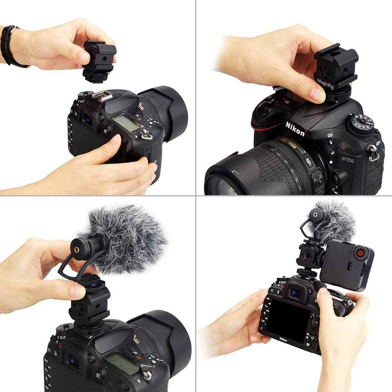 MAGICRIG 3-Side Cold Shoe Mount Adapter Camera Hot Shoe Bracket for Flash Light, LED Video Light, Microphone, Monitor Mount