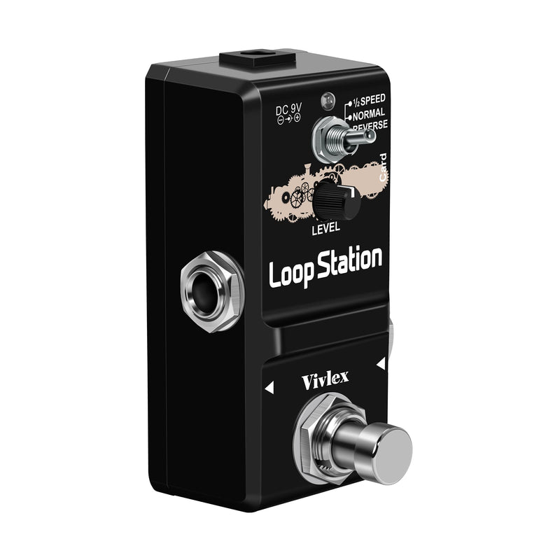 Vivlex LN-332AS Looper Loop Station Guitar Pedal Mini Loop Recording for Electric Guitar & Bass with 1GB Memory Card, 10 Minutes of Looping, Unlimited Overdubs, ½SPEED, NORMAL and REVERSE Mode
