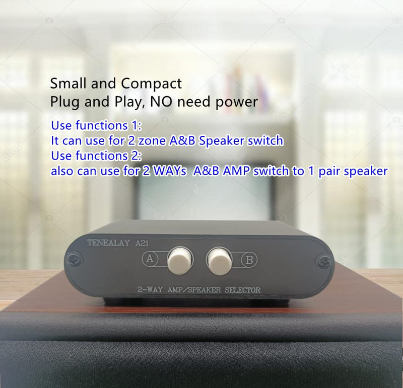 [AUSTRALIA] - TENEALAY 2-Way Stereo Amplifier Speaker Selector, AB Speaker Switch 2 Zone Distribution, Amp Switcher Box, SPK Controller A21 2 WAY AMP Switcher A21 