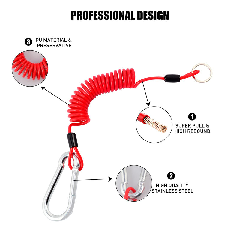 6 Foot Breakaway Trailer Cable Breakaway Cable Towing Coiled Wire Spring Towing Coiled Wire Trailer Brake Safety Cable for RV Trailer Emergency (1 Pack) 1 PCS 6 Foot Trailer Cable