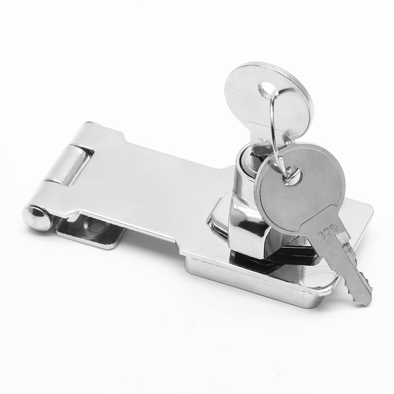 LDEXIN Keyed Hasp Lock 3" Twist Knob Key Locking Hasp Metal Safety Hasp for Cabinet, Barn Door, Gates 3 Inch