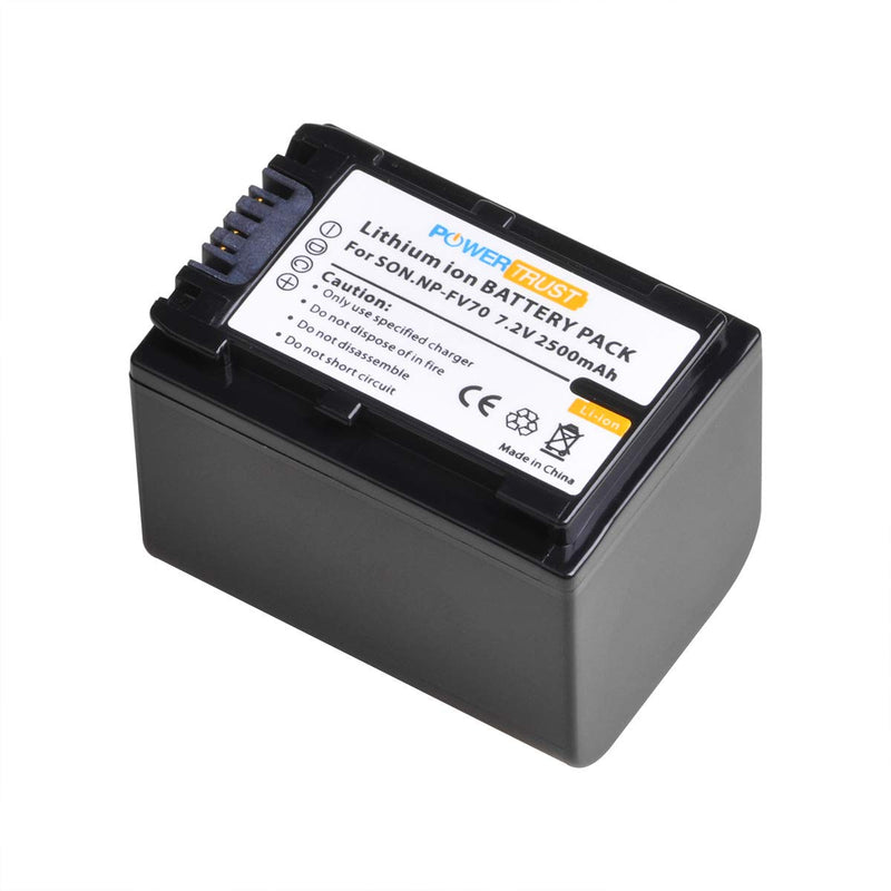 PowerTrust NP-FV70 Battery and LCD USB Charger for Sony HDR-CX190 HDR-CX200 HDR-CX210 HDR-CX220 HDR-CX230 HDR-CX260V HDR-CX290 HDR-CX380 HDR-CX430V HDR-CX580V HDR-CX760V HDR-PJ230 HDR-PJ380