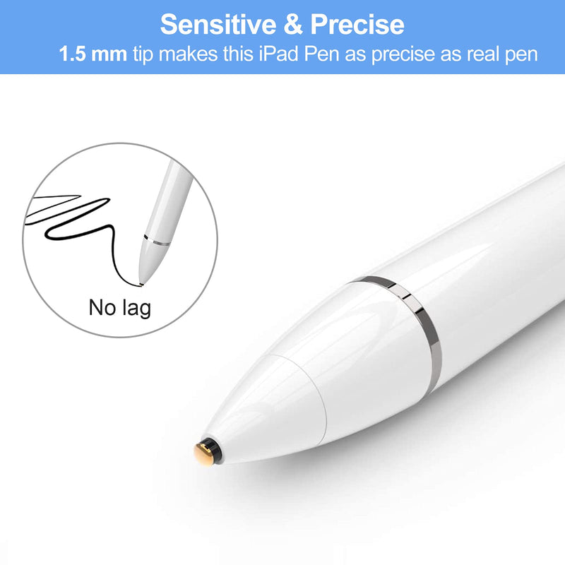 Buteny Stylus Pen for Touch Screens, Fine Point Stylist Active Pencil Compatible with iPhone iPad Pro Air Mini and Other Tablets, White
