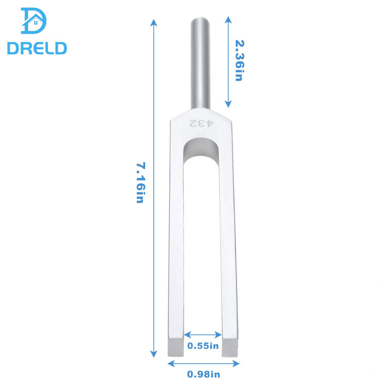 Dreld 432Hz Tuning Fork with Silicone Hammer and Bag for DNA Repair Healing, Sound therapy, Perfect Healing, Musical Instrument, Balancing, Healers, Vibration